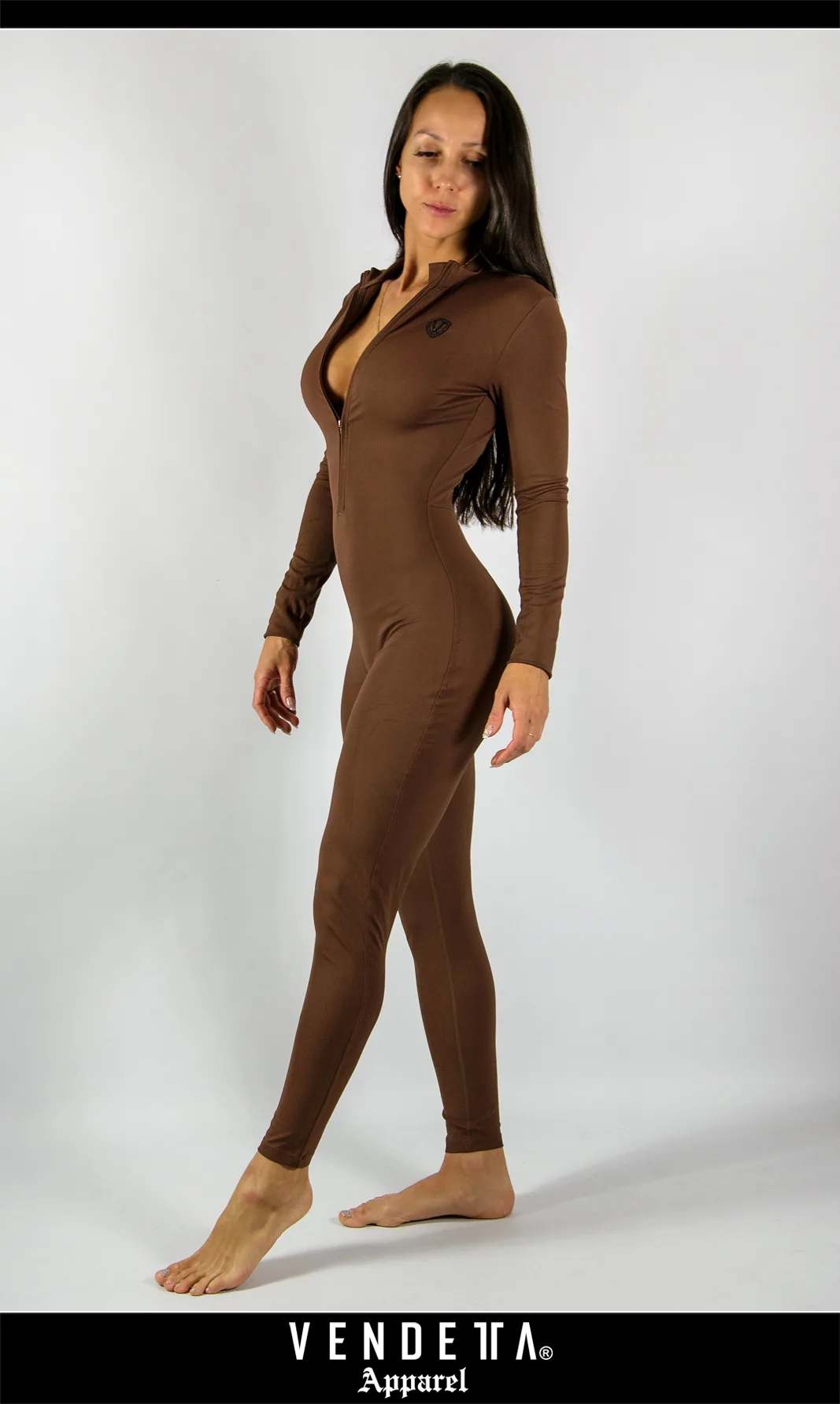 Overal Leginy ženy / FIT FASHION Overall T-Shirt Long Diamond / Hnedá / v1421 – Obrázok 1