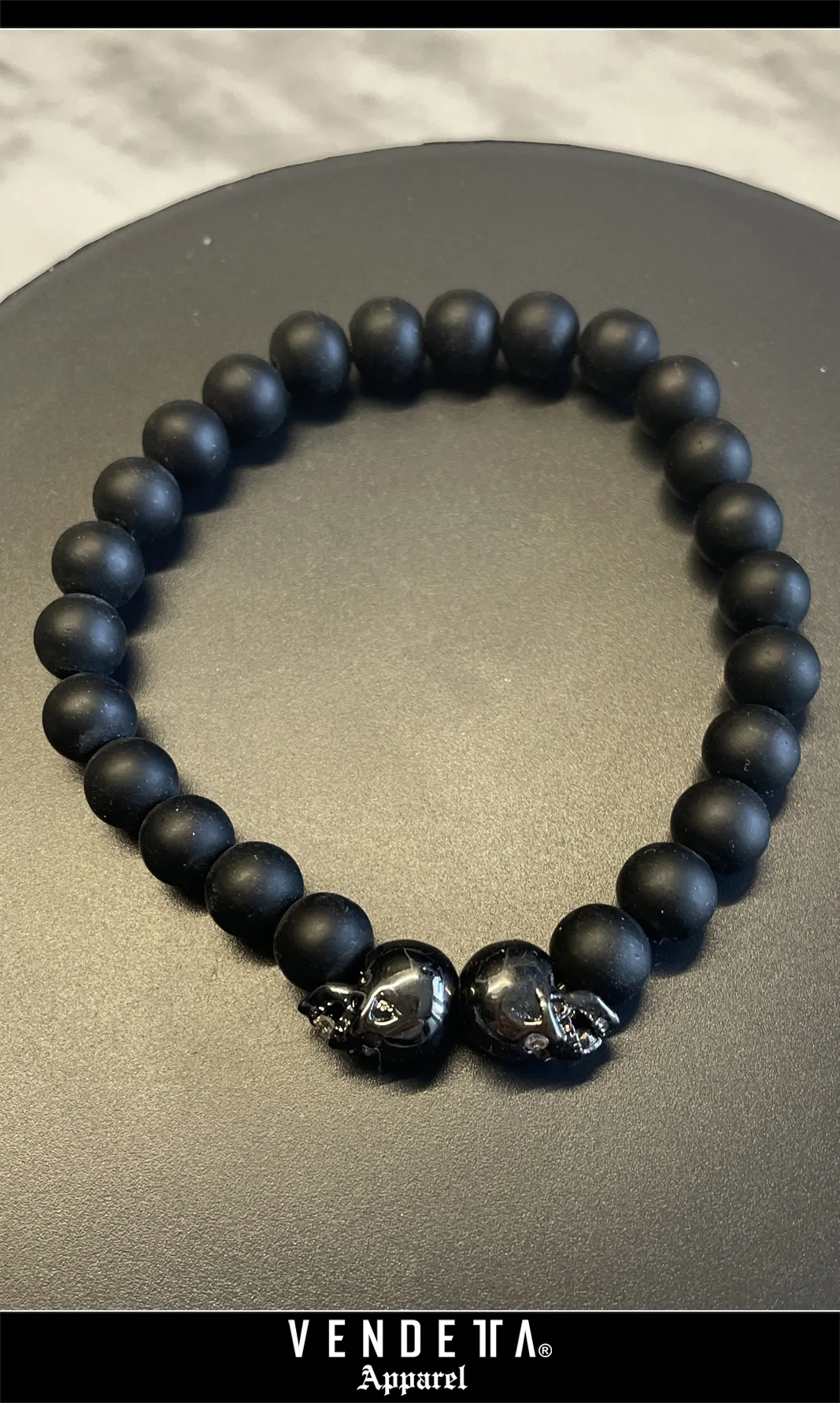 v1620 black__a Náramok / Double Skull Black / Čierna / v1620 – Obrázok 1
