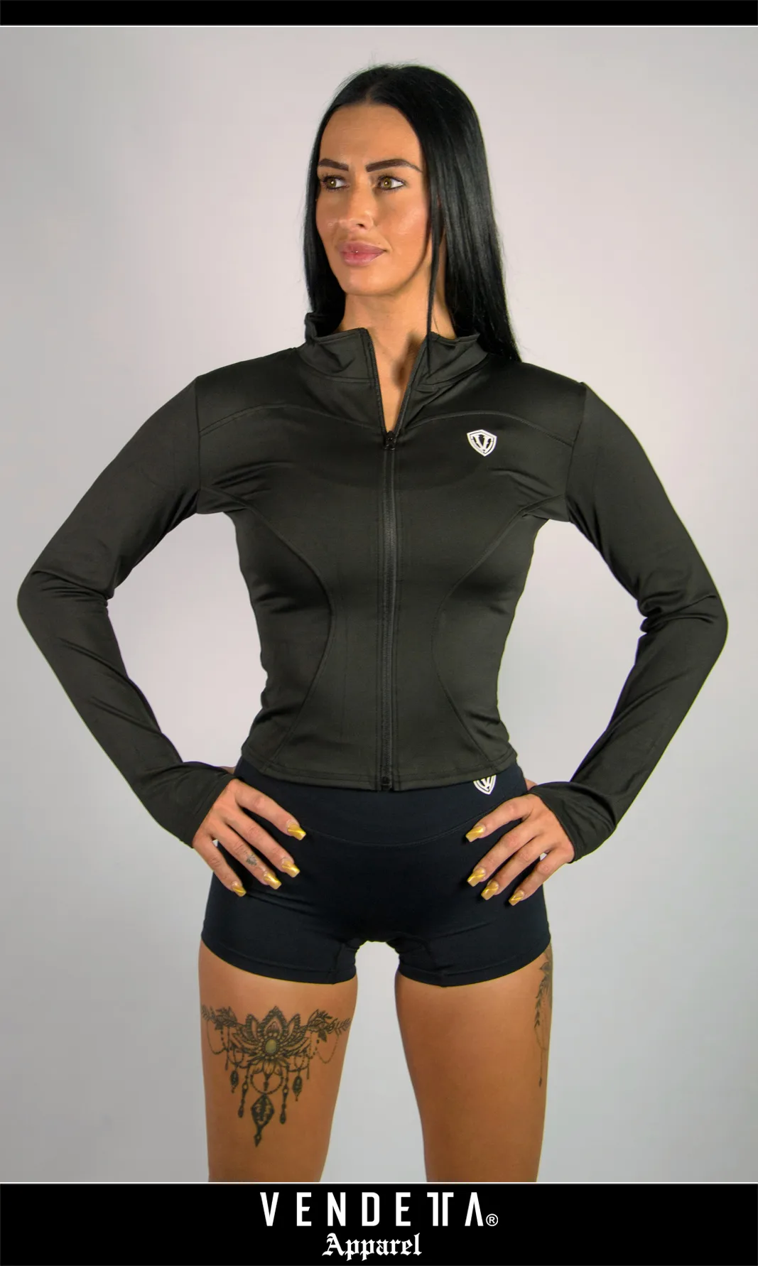 Tričko Sport Zips Dámske /  Dlhý Rukáv / T-Shirt SPORT / Čierna / v1650 – Obrázok 1