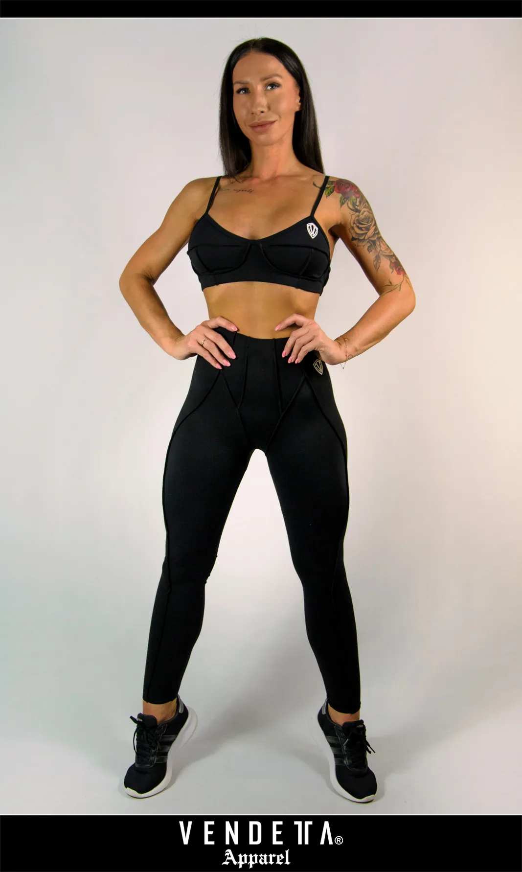 SET / Leginy + Top Dámske / leggings + Top / Čierna / v1664 – Obrázok 1