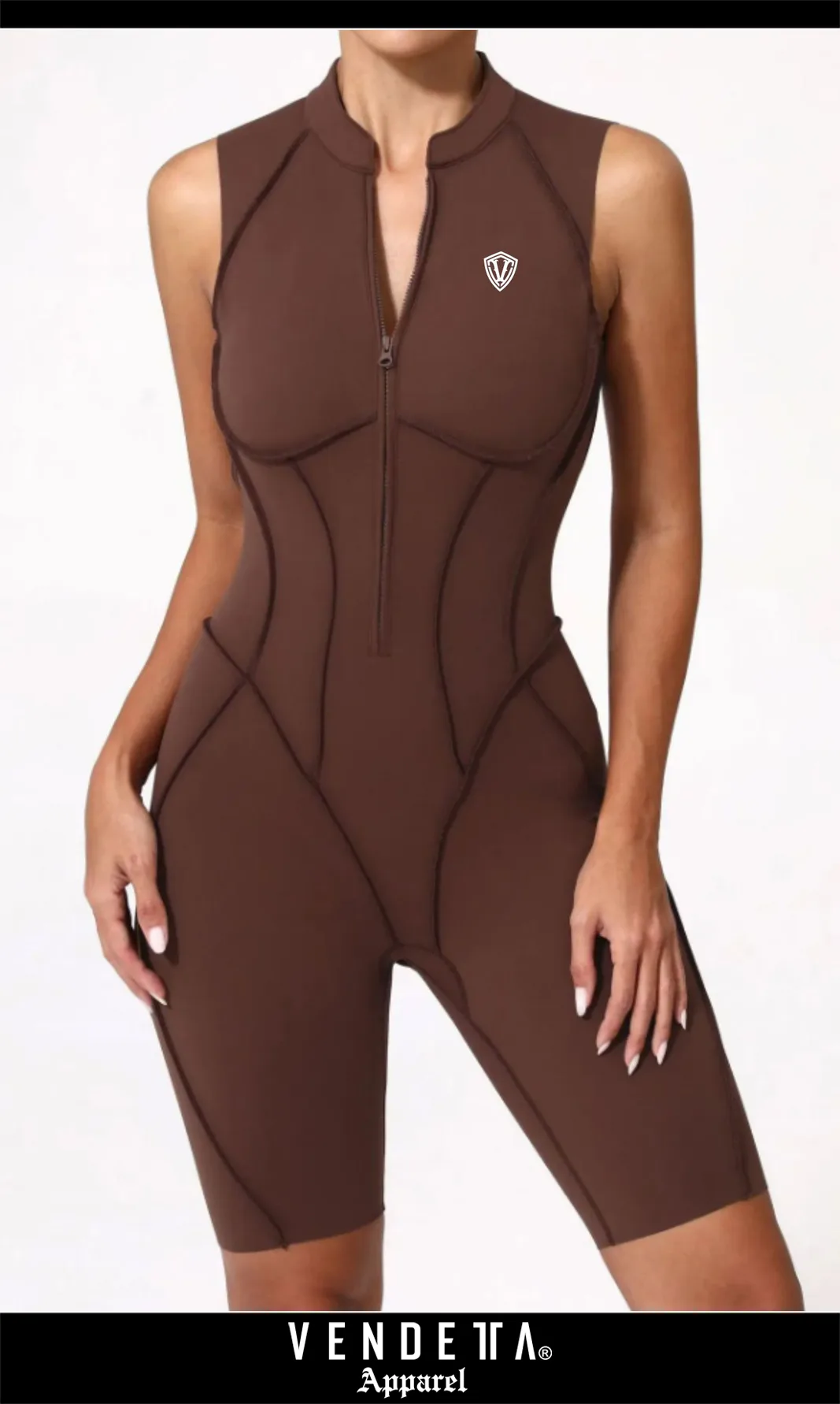 Overal Tielkový Dámsky / ZIPS - Kraťasy / Overall shorts / Hnedá / v1717 – Obrázok 1