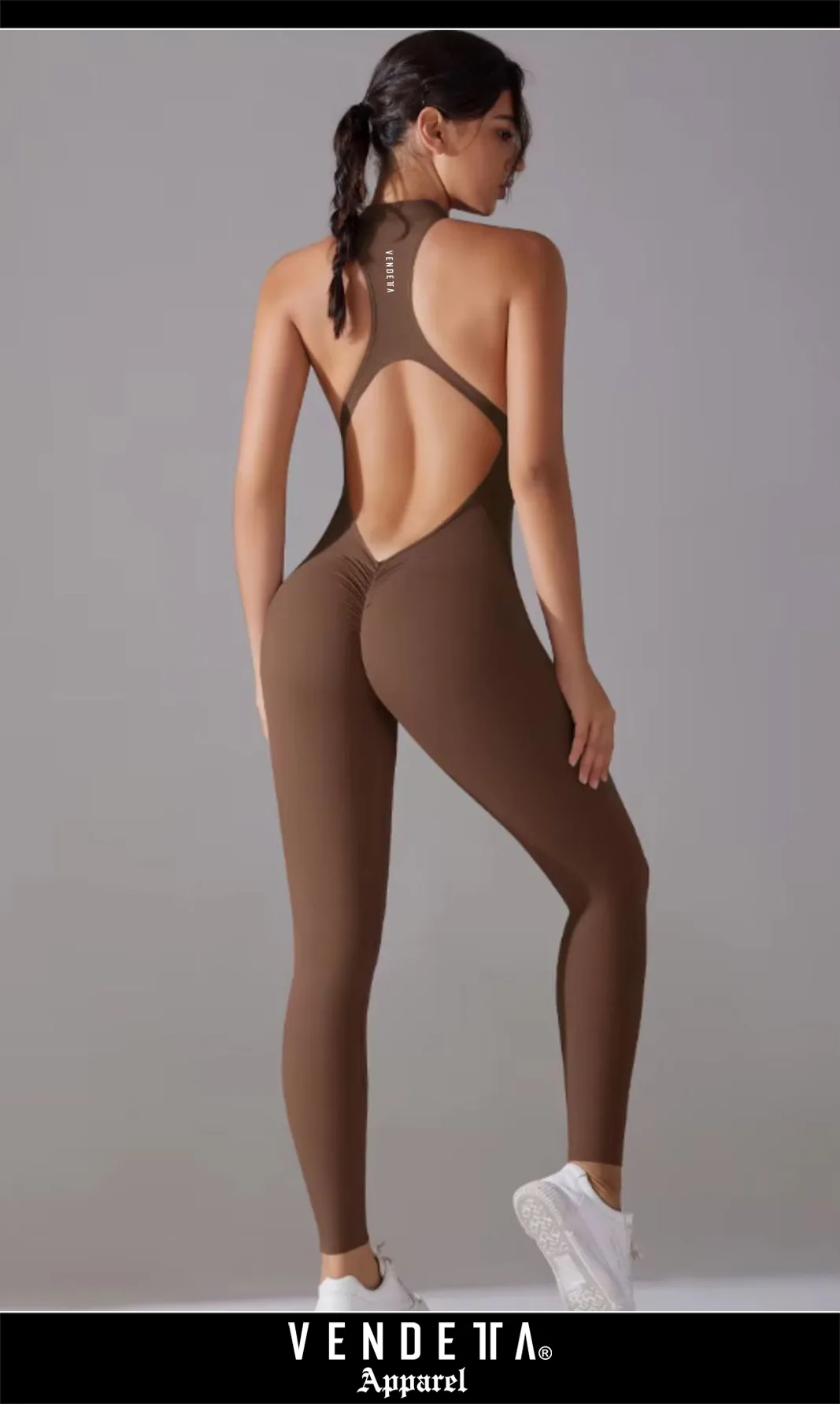 Overal Leginy na zips ženy / Overall leggings / Hnedá tmavá / v1671 – Obrázok 1