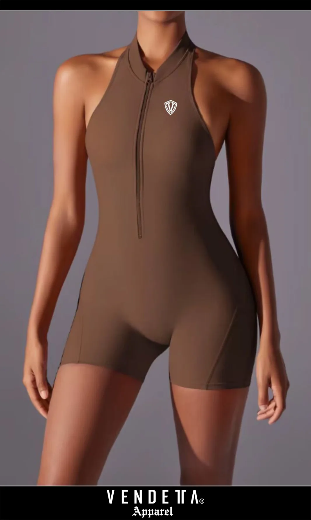 Overal Kraťasy na zips ženy / Overall shorts / Hnedá tmavá / v1672 – Obrázok 1