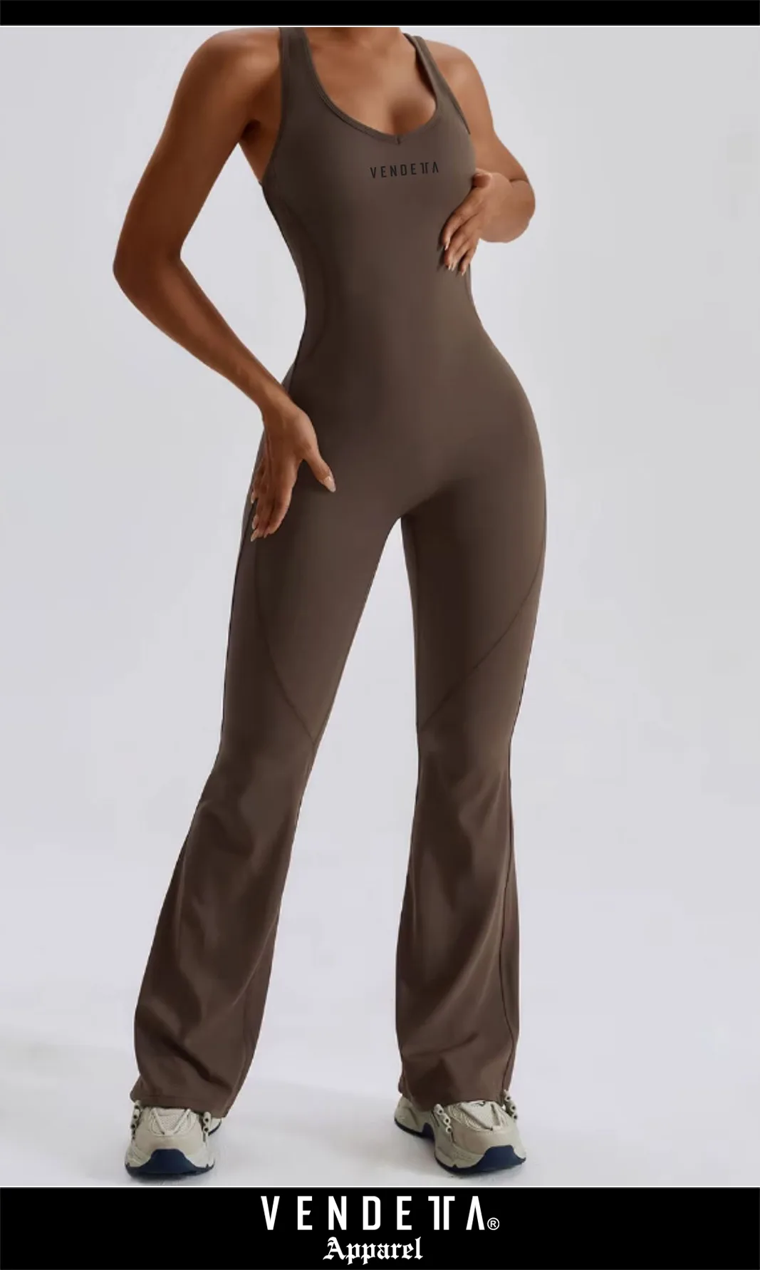 v1732 coffee__a Overal Zvonový Leginy - Dámsky / Overall leggings Classic / Hnedá / v1732 – Obrázok 1