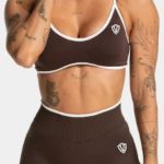 Kratasy Bezšvové + Top - Súprava Dámska / Vysoký Pás / Seamless Shorts + TOP / SET / Hnedá / v1734