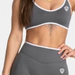 Kratasy Bezšvové + Top - Súprava Dámska / Vysoký Pás / Seamless Shorts + TOP / SET / Šedá / v1734