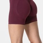 Kratasy Bezšvové Dámske / Vysoký Pás / Seamless Shorts / SET / Bordová / v1735