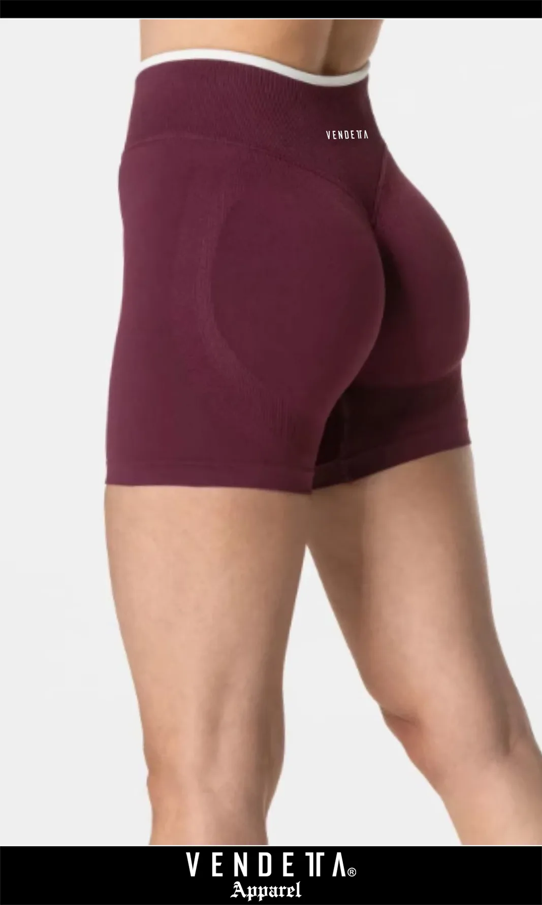 Kratasy Bezšvové Dámske / Vysoký Pás / Seamless Shorts / SET / Bordová / v1735 – Obrázok 1