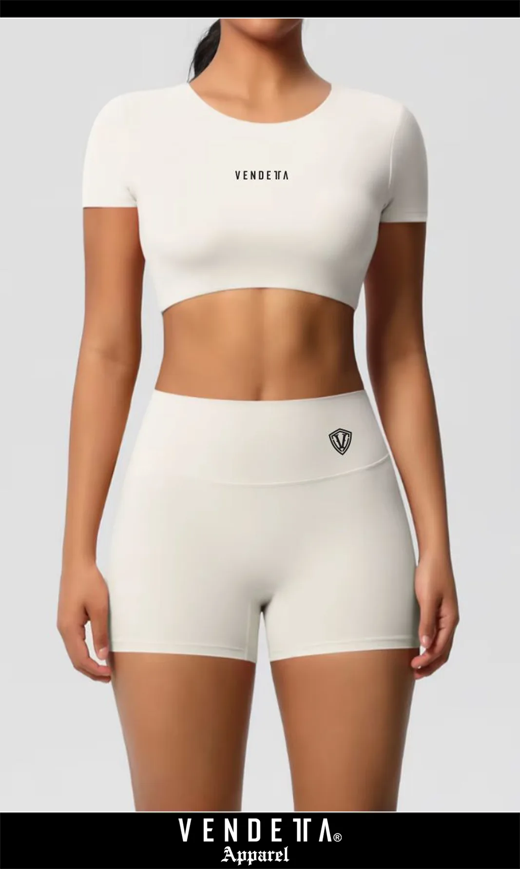 v1744 Light Ivory__a Kraťasy + Crop - Súprava Dámska / shorts + Crop SET / Biela - Ivory / v1744 – Obrázok 1