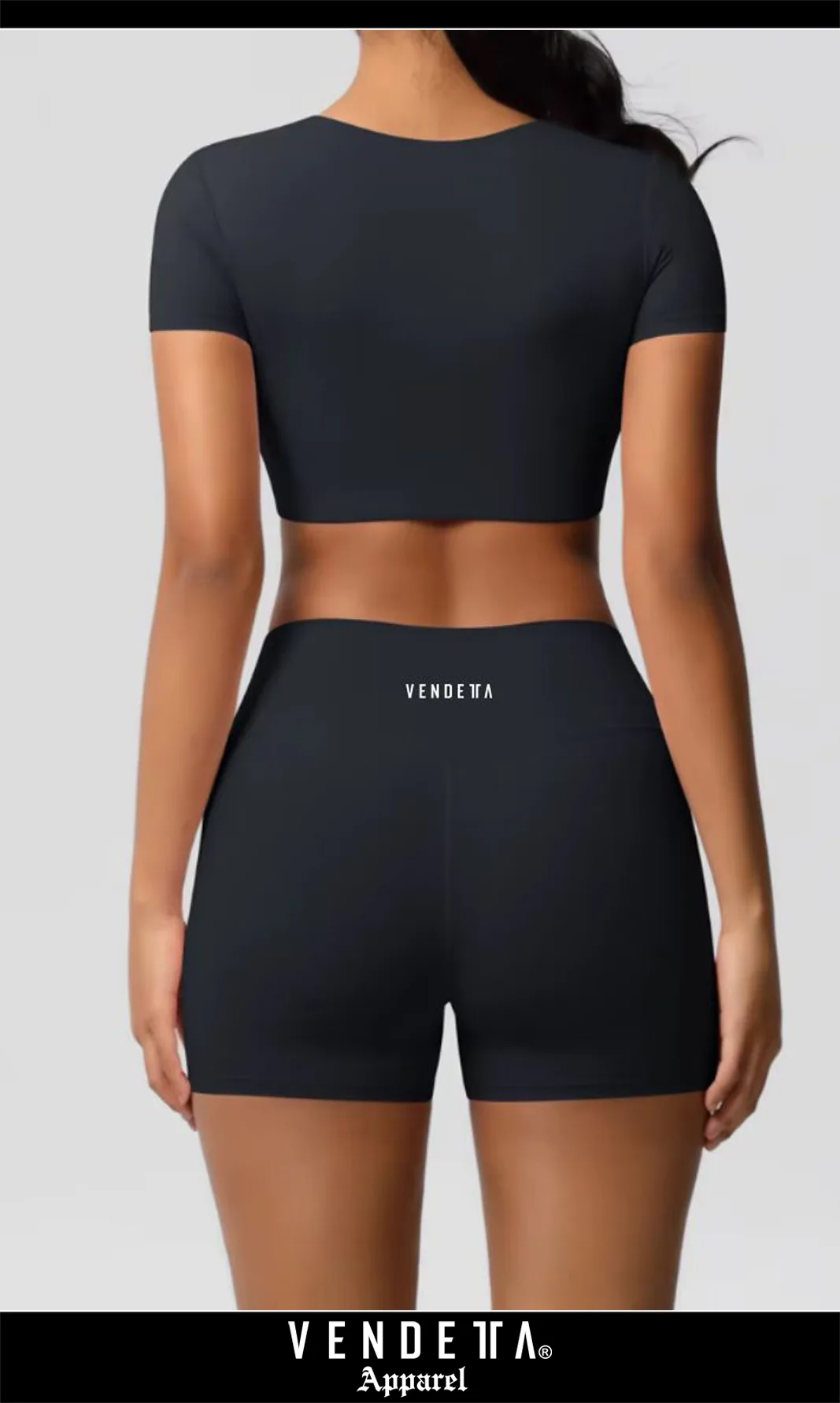 Kraťasy + Crop - Súprava Dámska / shorts + Crop SET / Čierna / v1744 – Obrázok 2