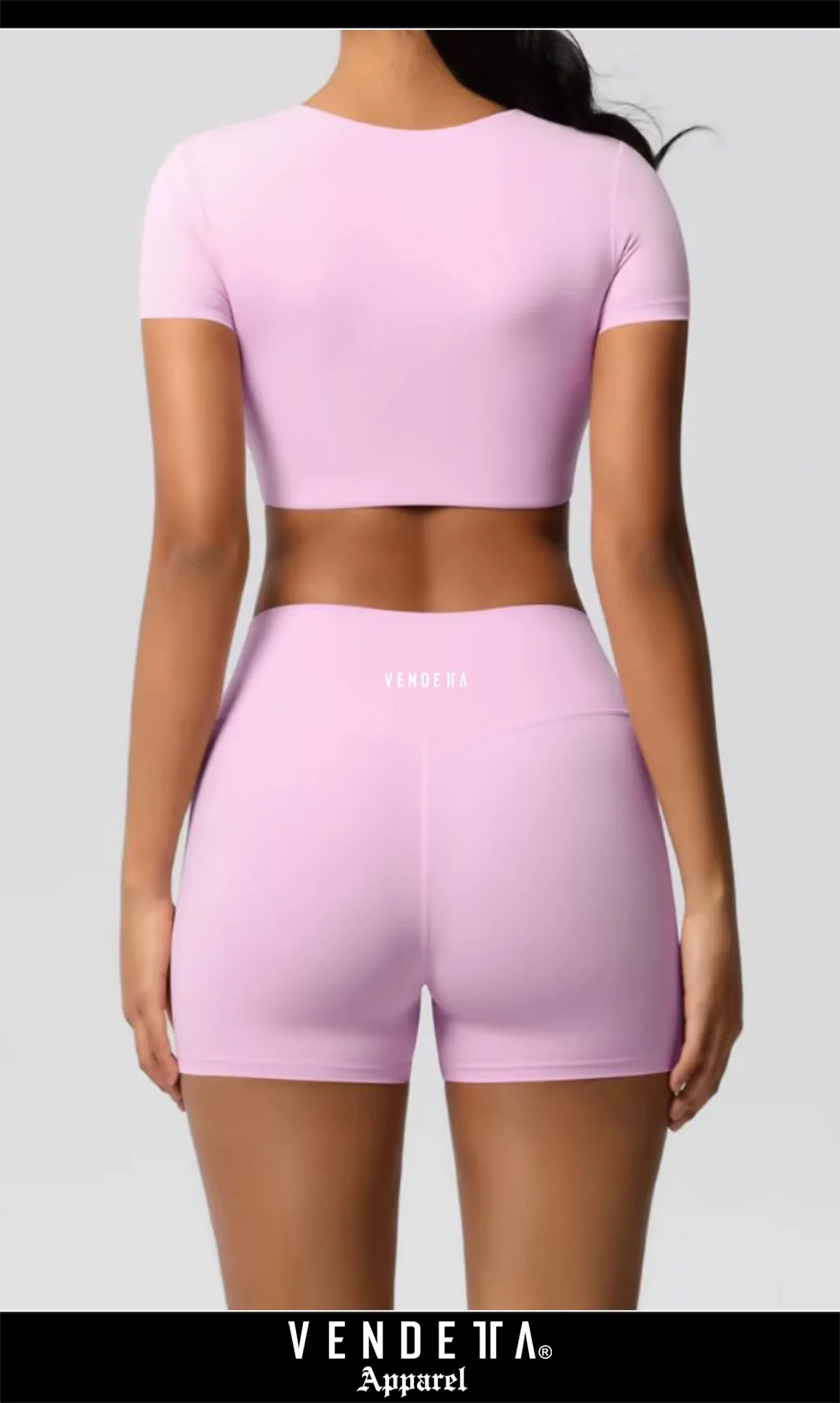 Kraťasy + Crop - Súprava Dámska / shorts + Crop SET / Ružová / v1744 – Obrázok 2