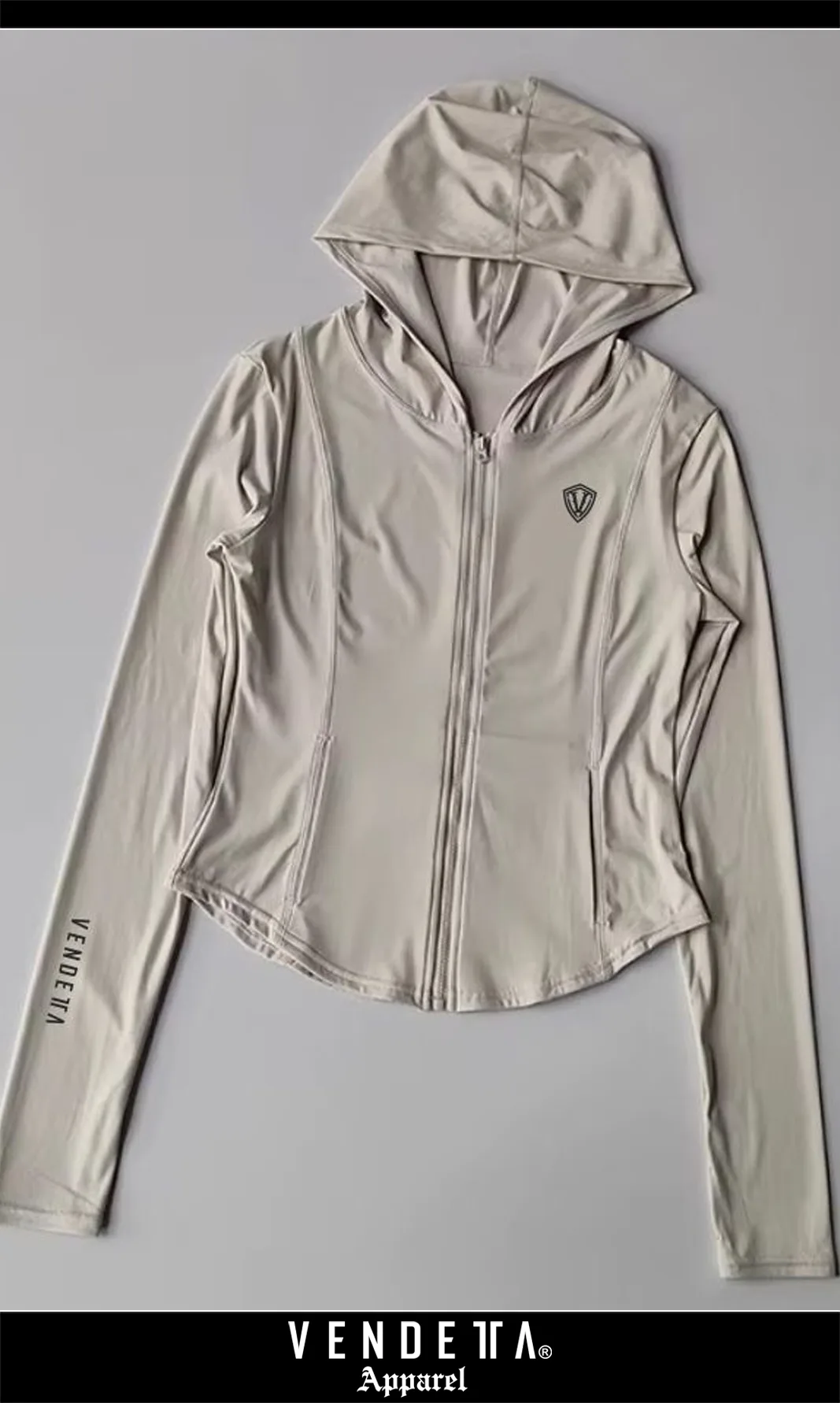 v1756 natural - beige__a Tričko Šport na Zips s kapucňou Dámske / T-Shirt SPORT / Natural / v1756 – Obrázok 1