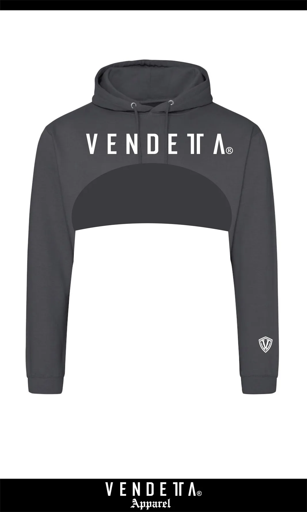 v1757 shark grey__a Mikina CROP s Kapucňou Dámska / Hoodie Oversize CROP 1 / Šedá / v1757 – Obrázok 1
