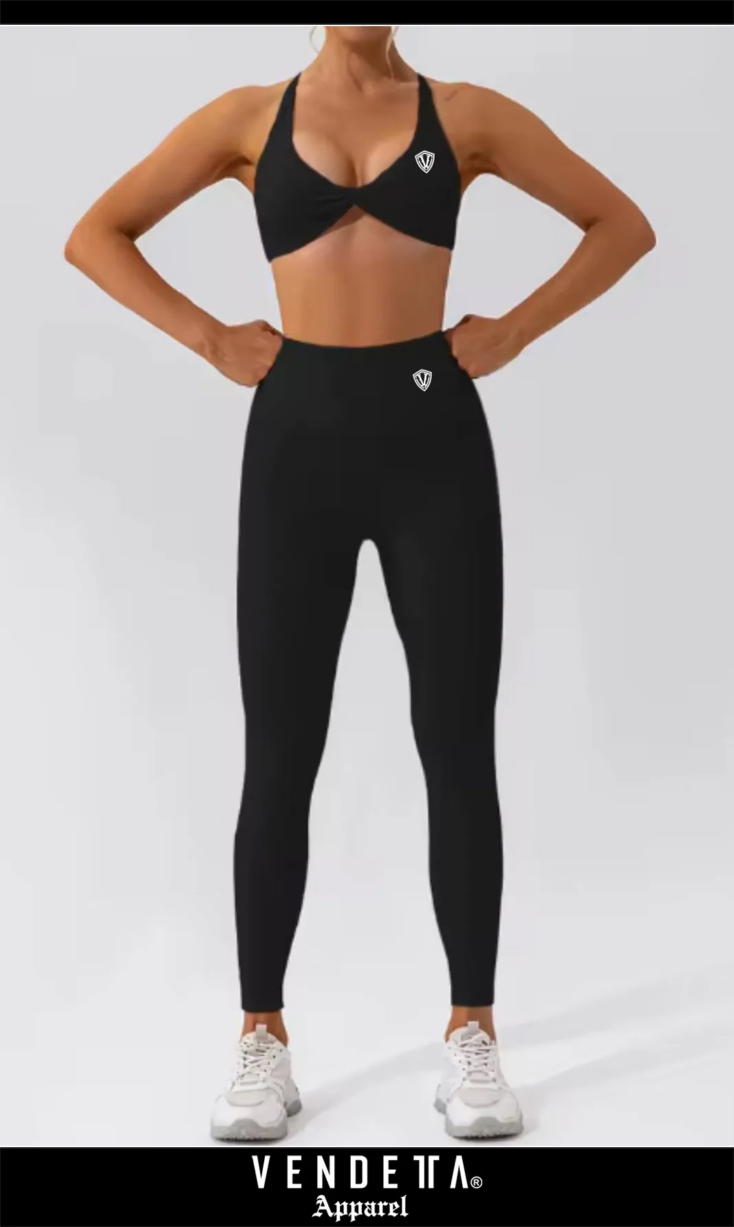Leginy + Top - Súprava Dámska / leggings push up - Top SET / Čierna / v1752 – Obrázok 1