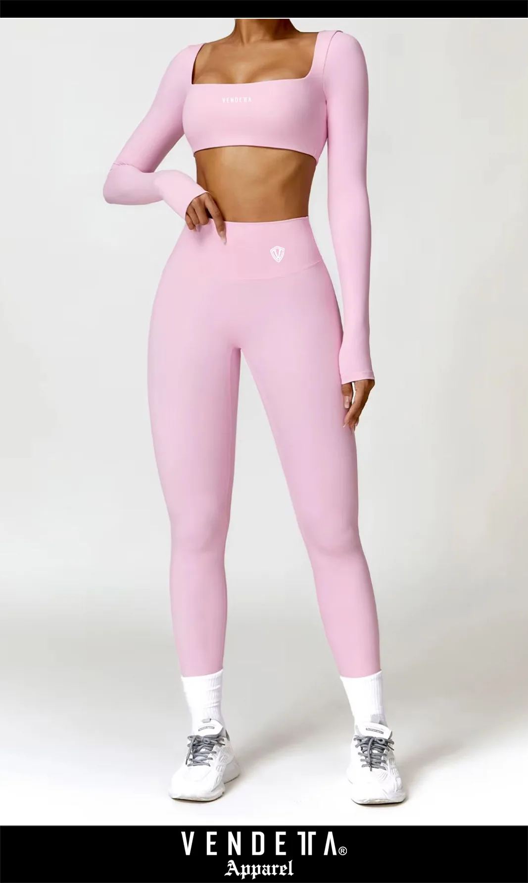 Leginy + Crop - Súprava Dámska / leggings push up - Crop SET / Ružová / v1753 – Obrázok 1