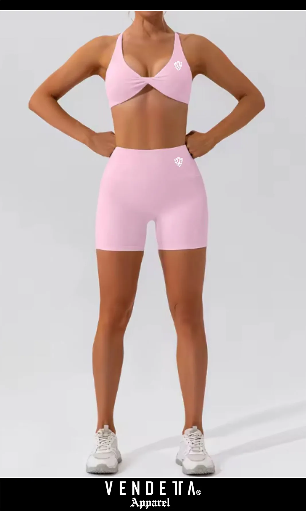 Kraťasy + Top - Súprava Dámska / shorts push up - Top SET / Ružová / v1754 – Obrázok 1