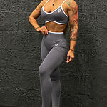 Legíny Bezšvové + Top - Súprava Dámska / Vysoký Pás / Seamless Leggings + TOP / SET / Šedá / v1729