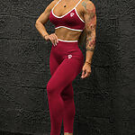 Legíny Bezšvové + Top - Súprava Dámska / Vysoký Pás / Seamless Leggings + TOP / SET / Červená / v1729
