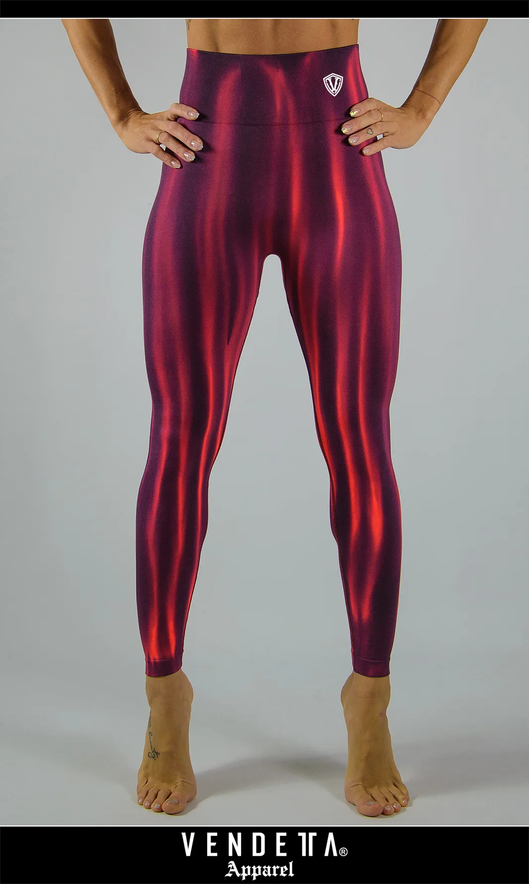 Legíny Bezšvové Dámske / Hrubé / Leggings / Červená / v1409 – Obrázok 1