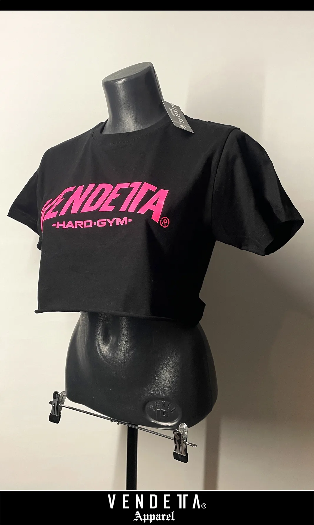 Tričko CROP Dámske / T-Shirt Crop / Čierna - Ružová / v1564 – Obrázok 1