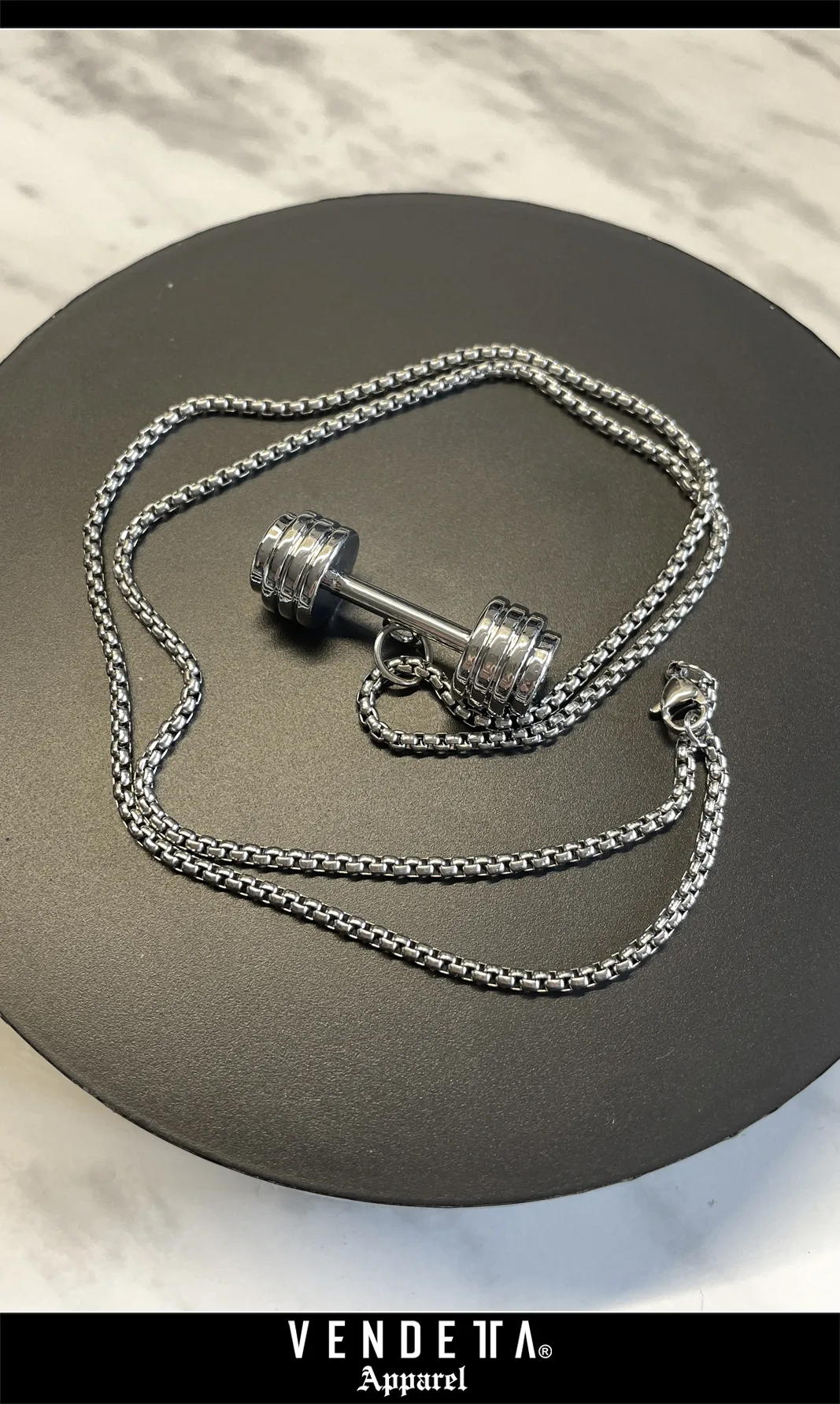 Reťiazka činka / Hard Gym / Silver / Strieborná / v1612 – Obrázok 1