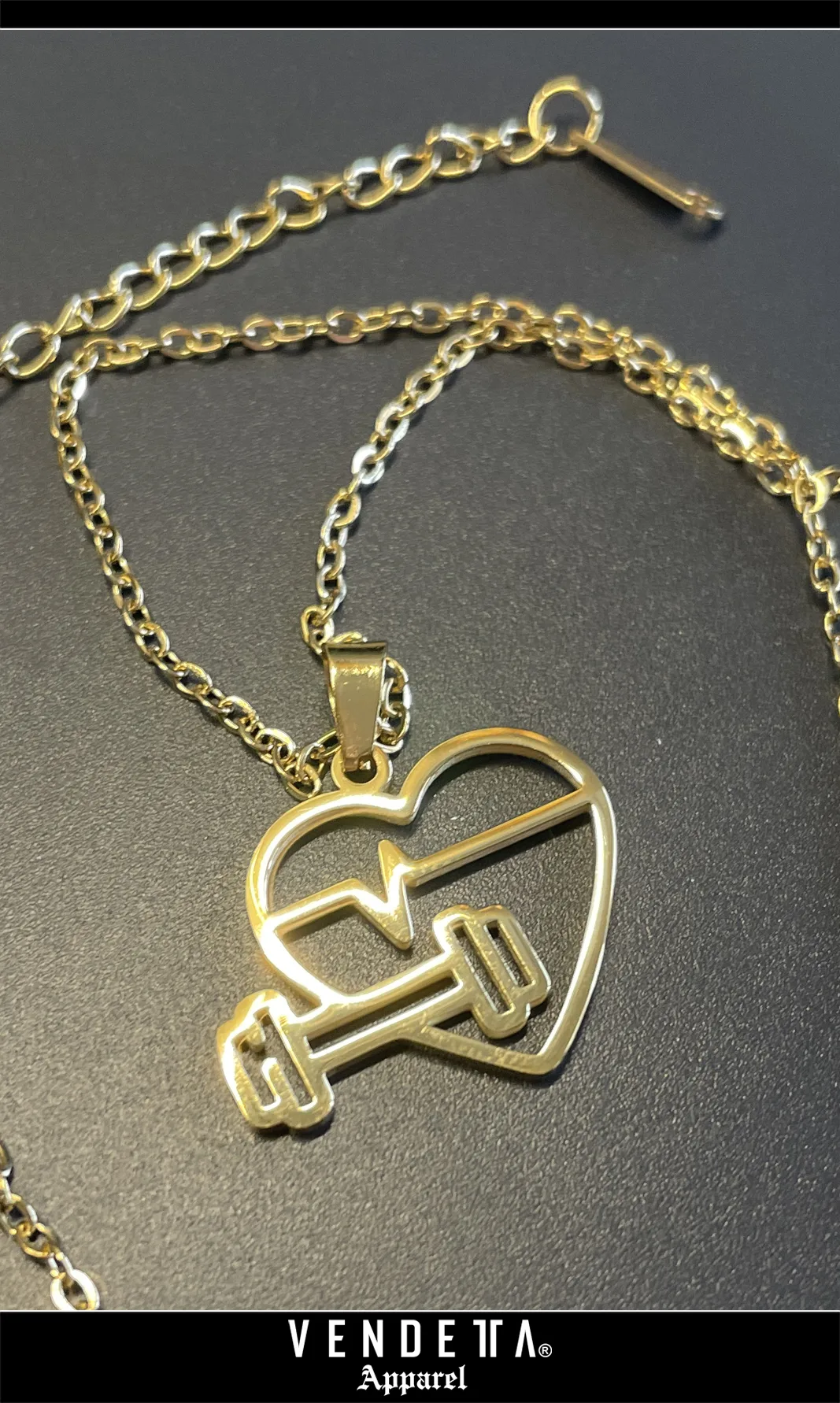 Reťiazka / Fitness Heart / Gold / Zlatá / v1616 – Obrázok 2