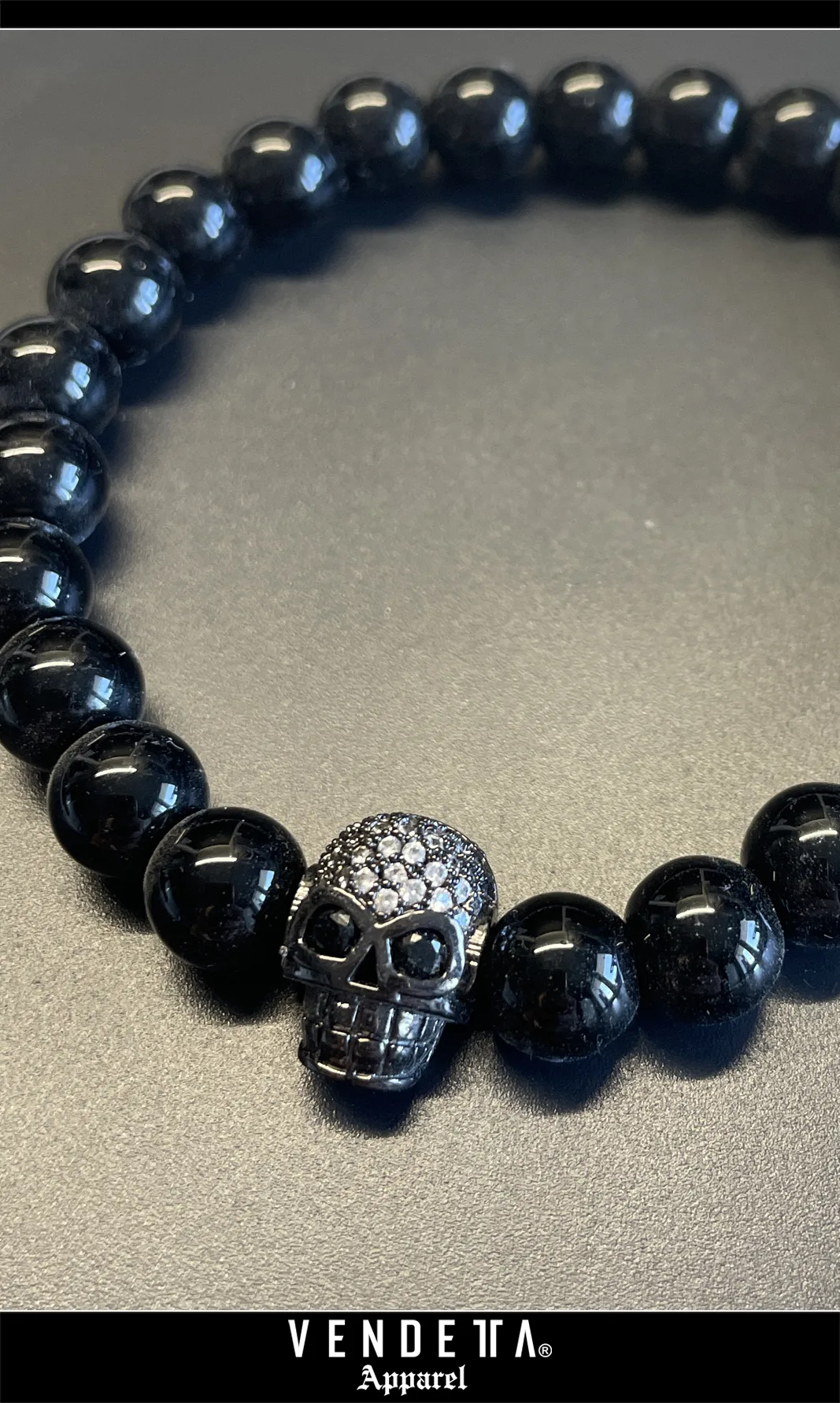 Náramok / Skull Black / Čierna / v1619 – Obrázok 2