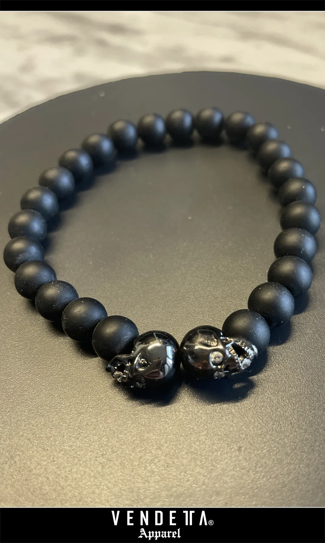 Náramok / Double Skull Black / Čierna / v1620 – Obrázok 2