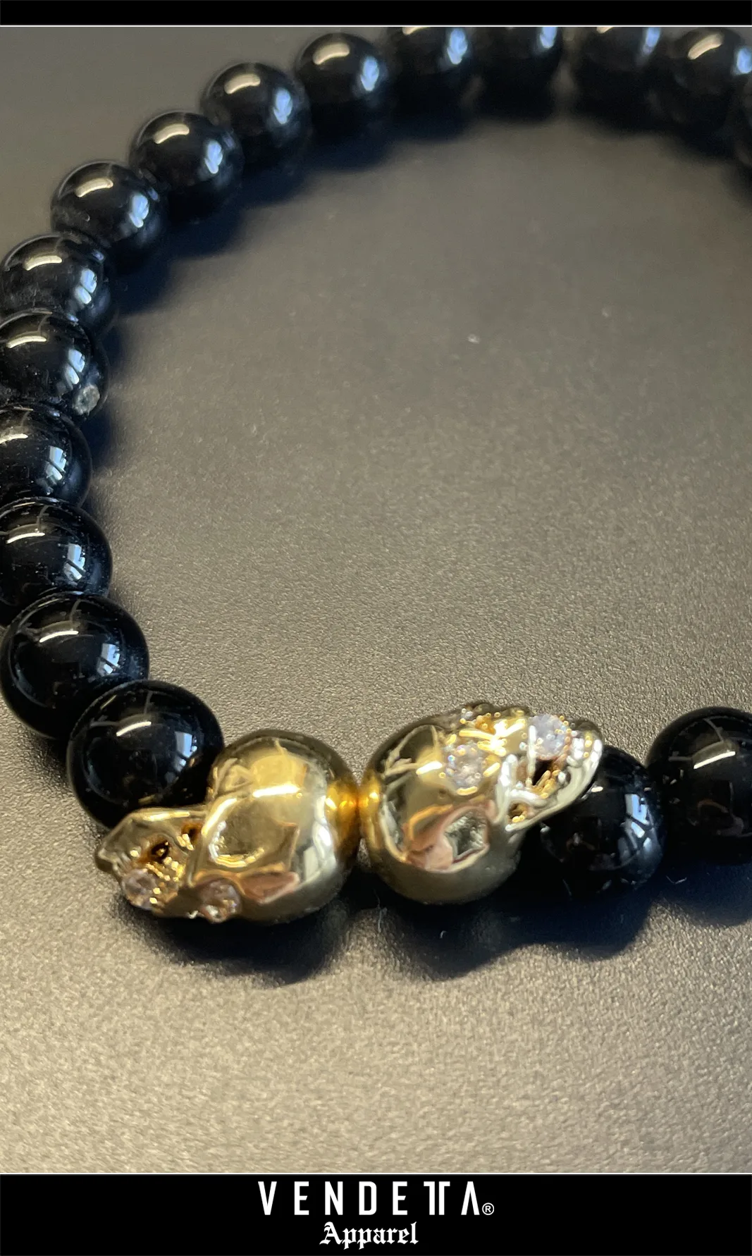 Náramok / Double Skull Gold / Zlatá / v1621 – Obrázok 2