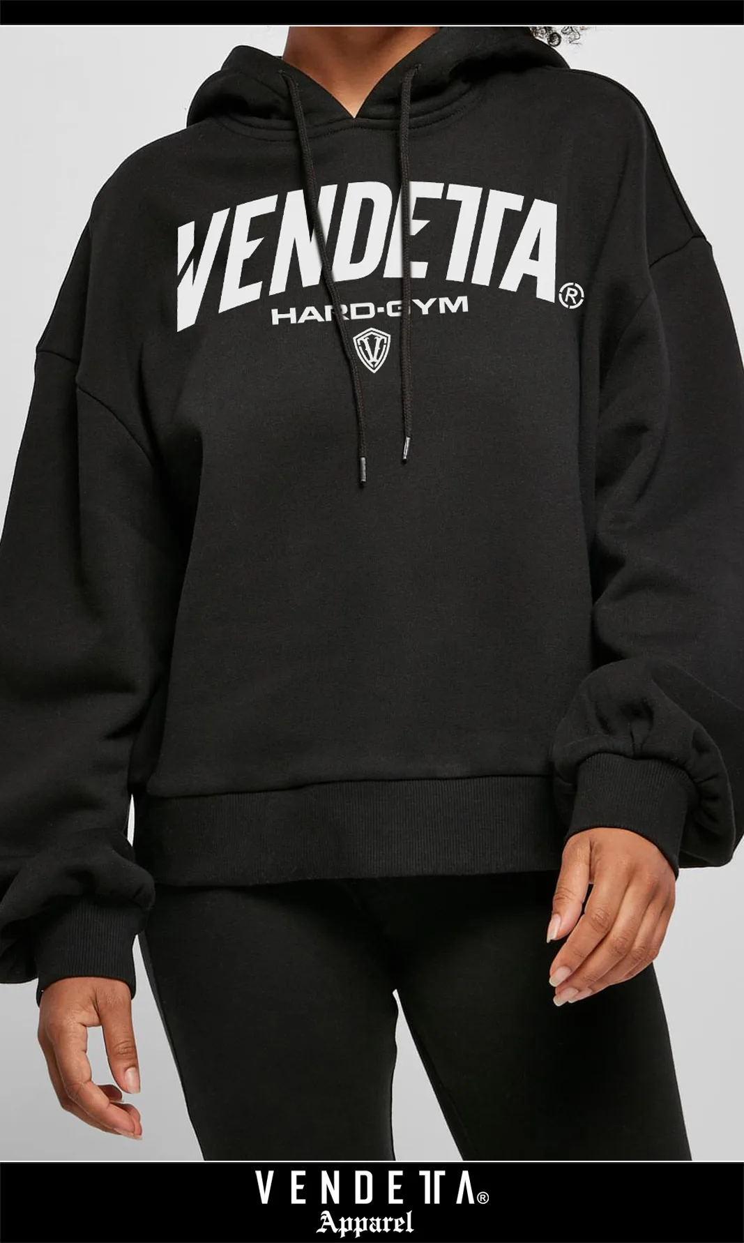 Mikina Oversize Crop Dámska / Oversized Hoody / Čierna / v1637 – Obrázok 2