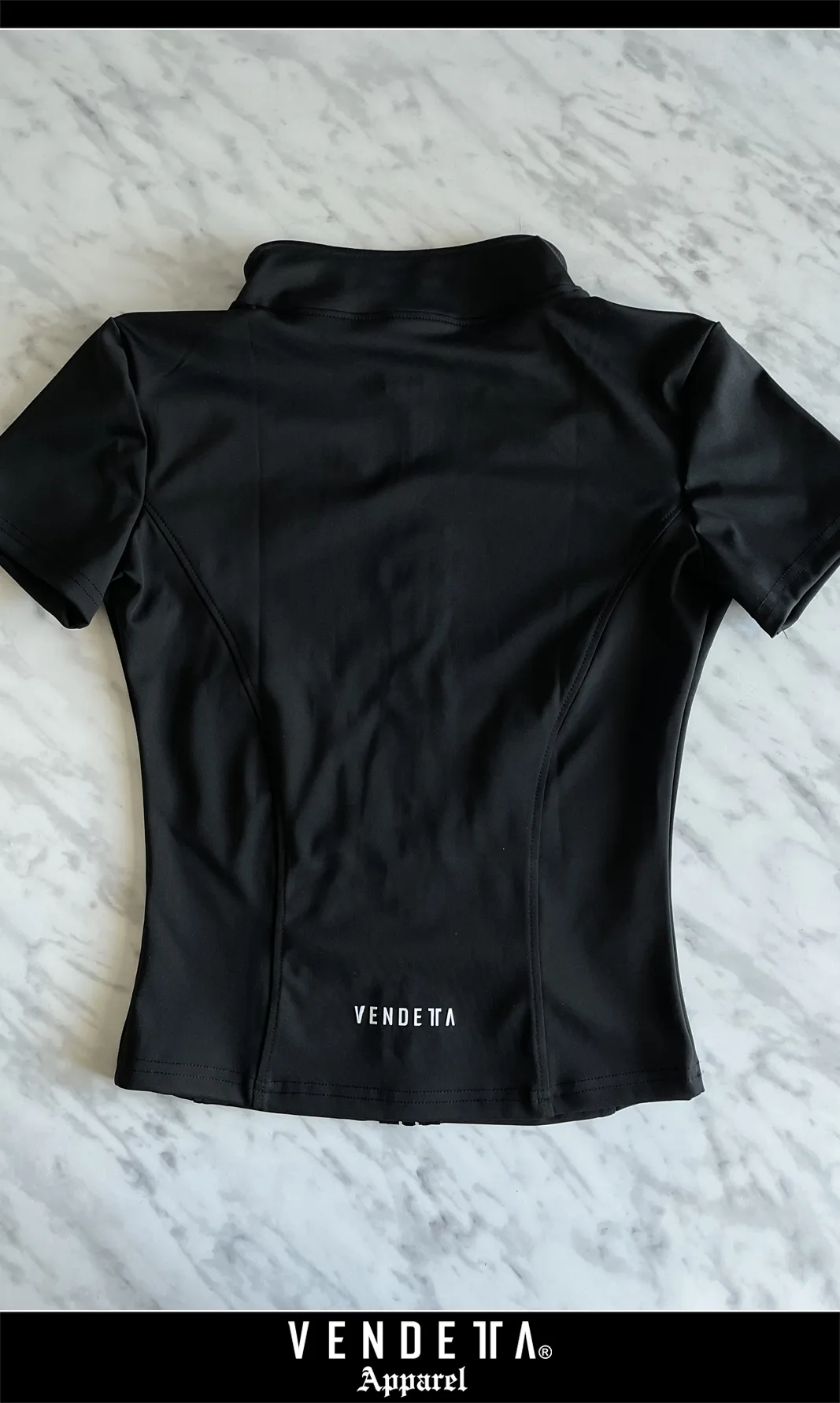 Tričko Sport Zips Dámske /  Krátky Rukáv / T-Shirt SPORT / Čierna / v1651 – Obrázok 3