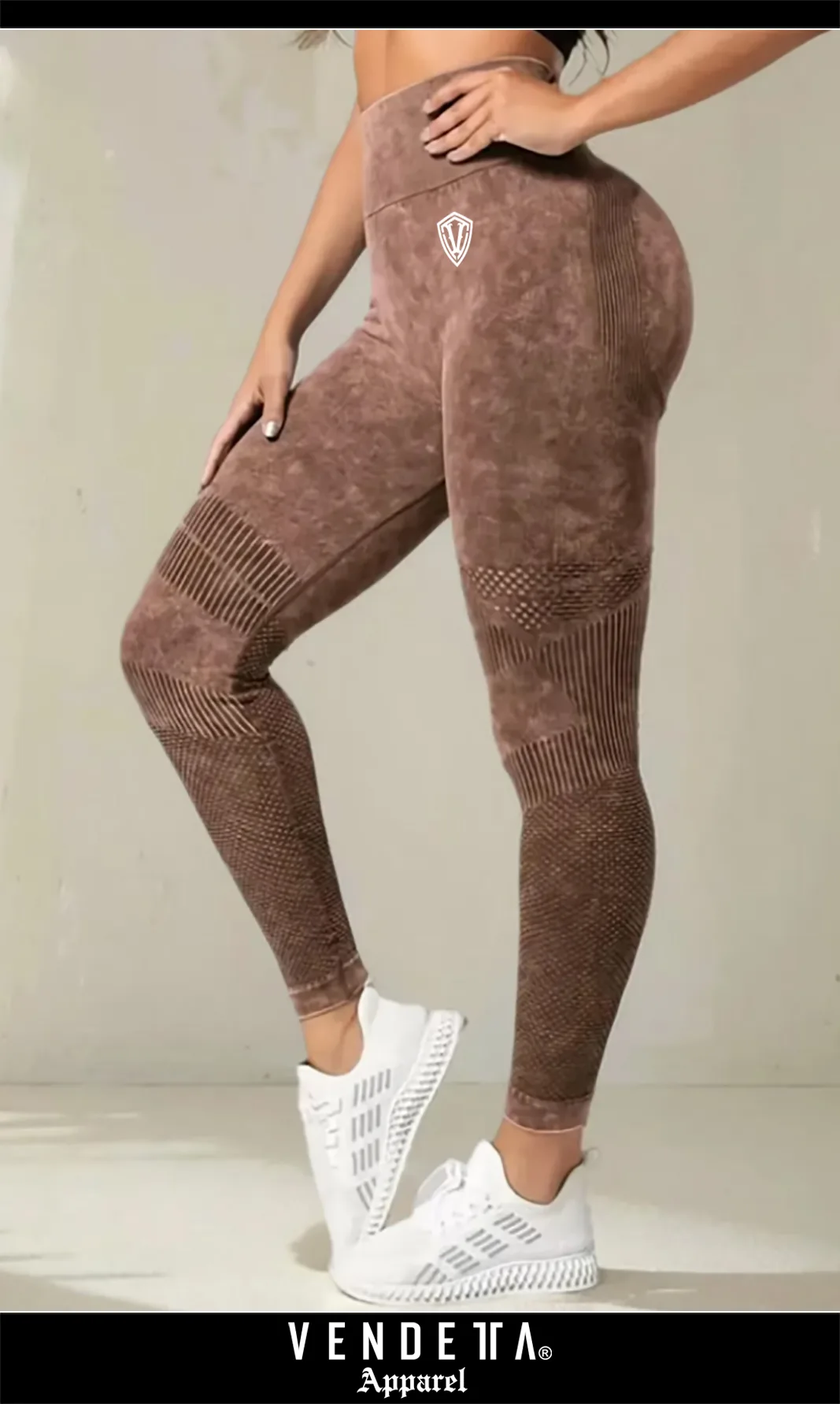 Legíny Bezšvové Batikované Dámske / Leggings Push UP / Hnedá / v1652 – Obrázok 3