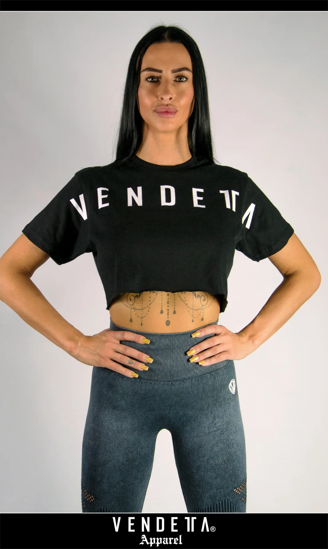 Tričko CROP Dámske / T-Shirt Crop / Čierna / v1607 – Obrázok 1