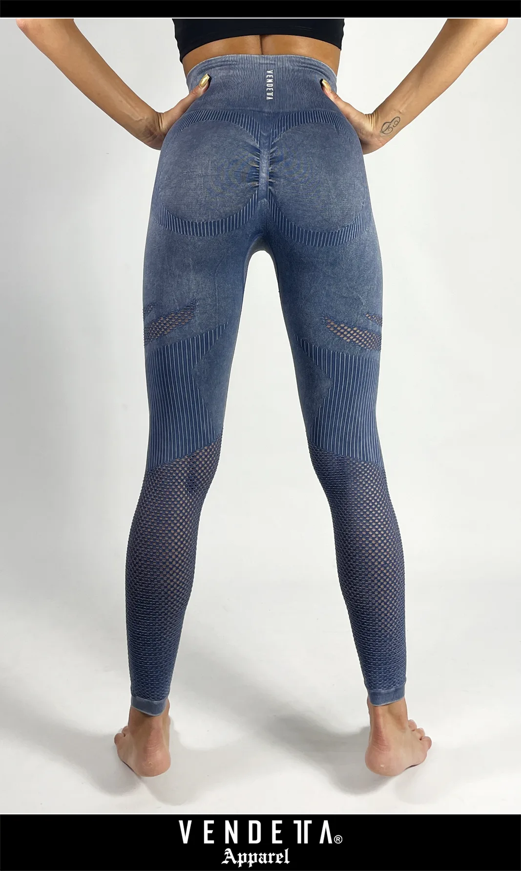 Legíny Bezšvové Batikované Dámske / Leggings Push UP / Modrá / v1652 – Obrázok 1