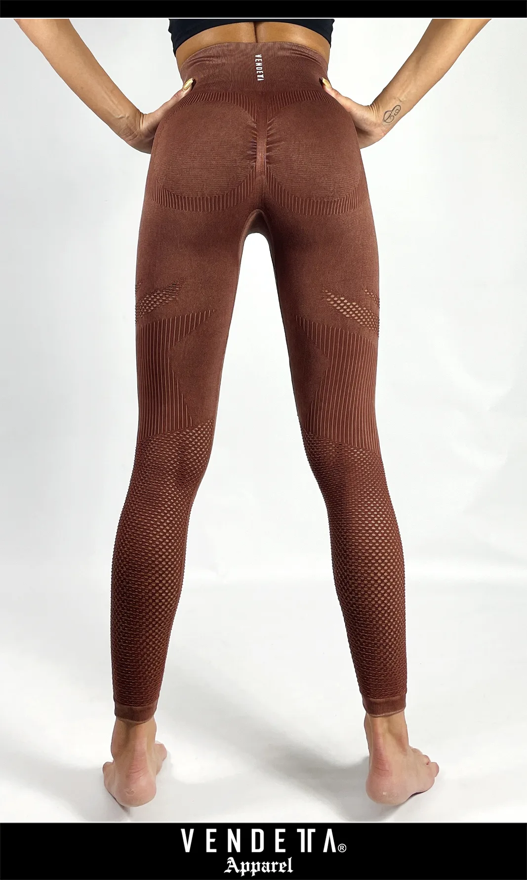 Legíny Bezšvové Batikované Dámske / Leggings Push UP / Hnedá / v1652 – Obrázok 1