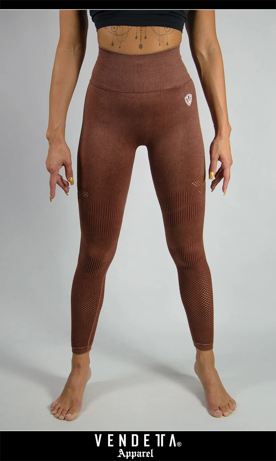 Legíny Bezšvové Batikované Dámske / Leggings Push UP / Hnedá / v1652 – Obrázok 2