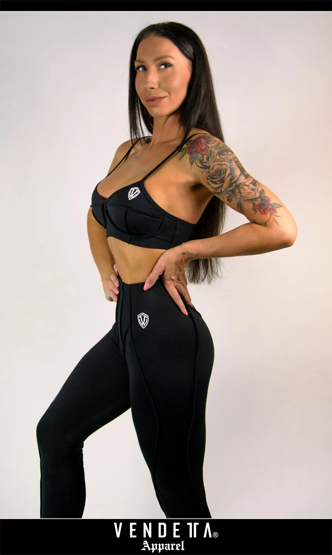Leginy + Top Dámske Súprava / leggings + Top SET / Čierna / v1664 – Obrázok 3