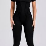 Overal Dámsky / Leginy - Tričko Rukávy krátke / Overall leggings / Čierna / v1691