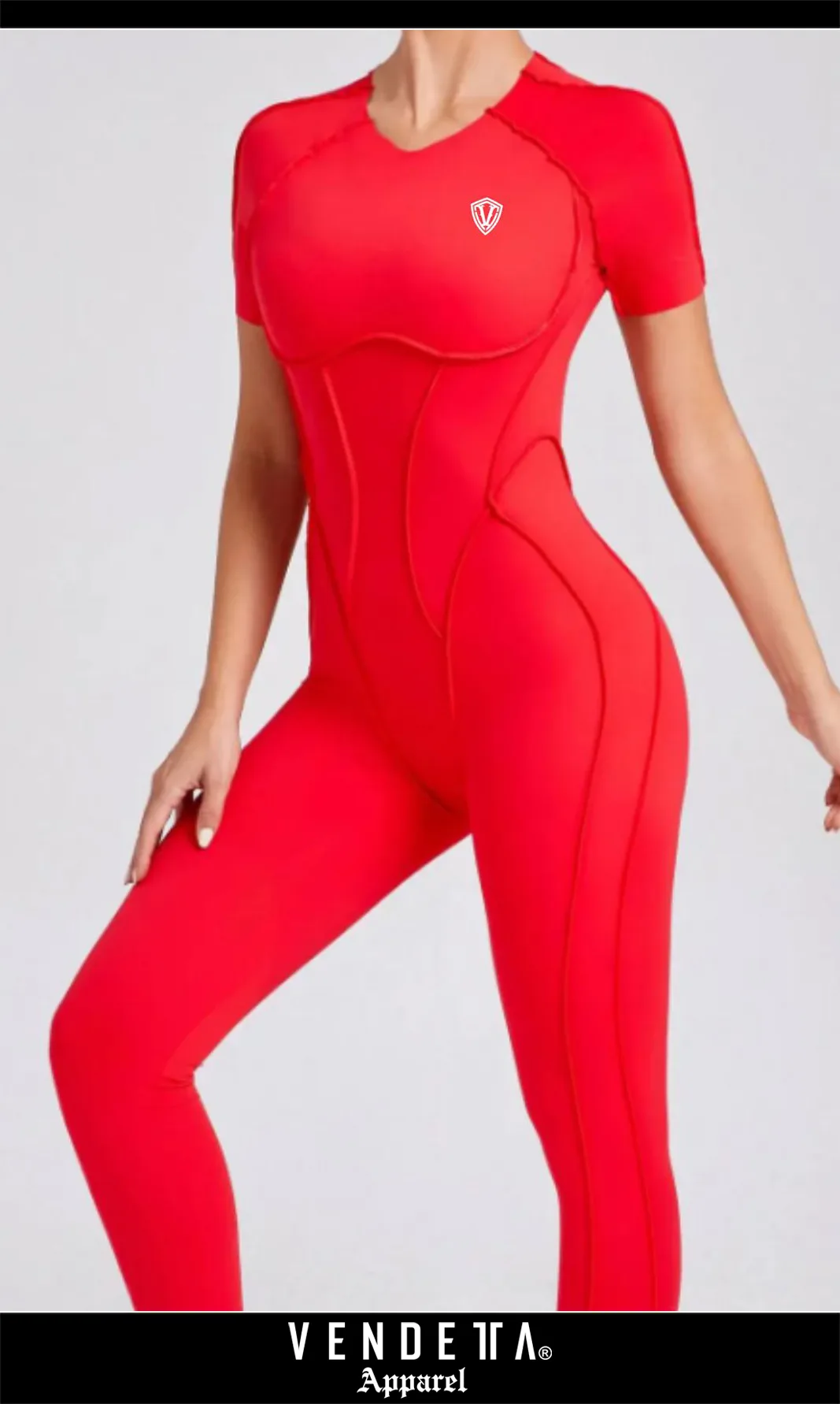 Overal Dámsky / Leginy - Tričko Rukávy krátke / Overall leggings / Červená / v1691 – Obrázok 1