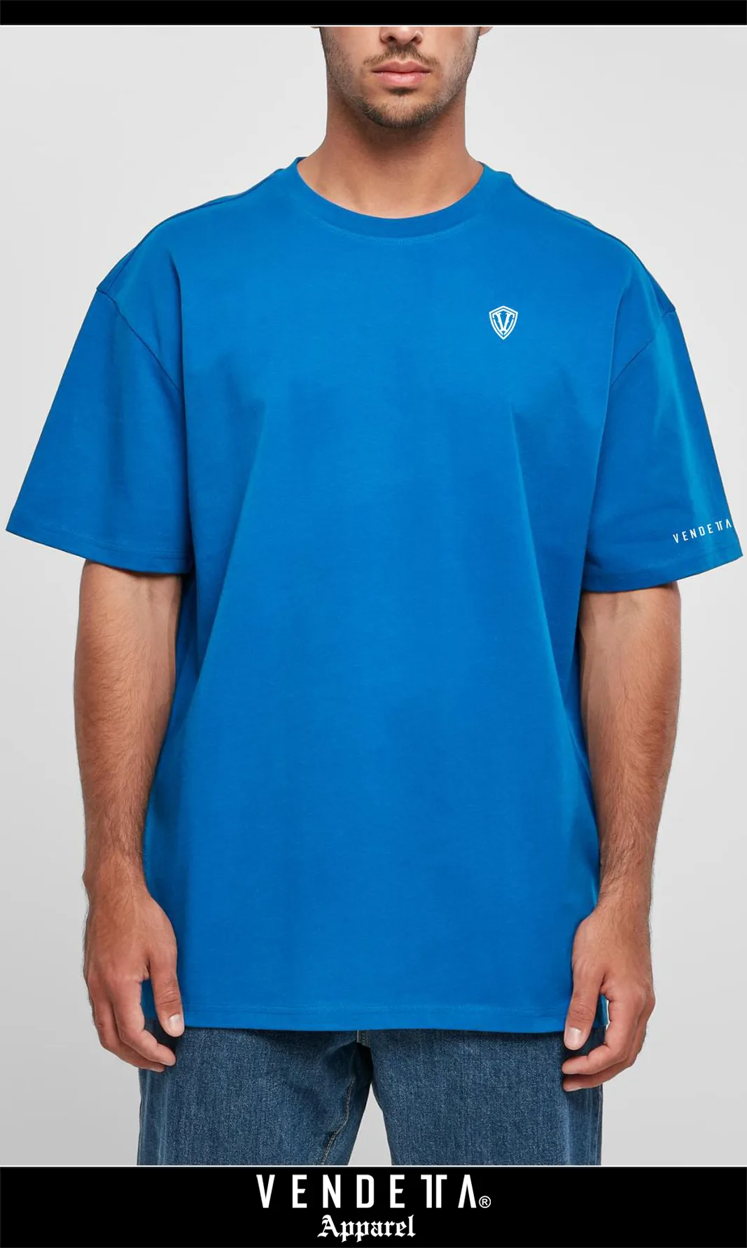 Tričko Pánske / T-shirt Oversize 1 / 3D Logo / Modrá / v1700 – Obrázok 2