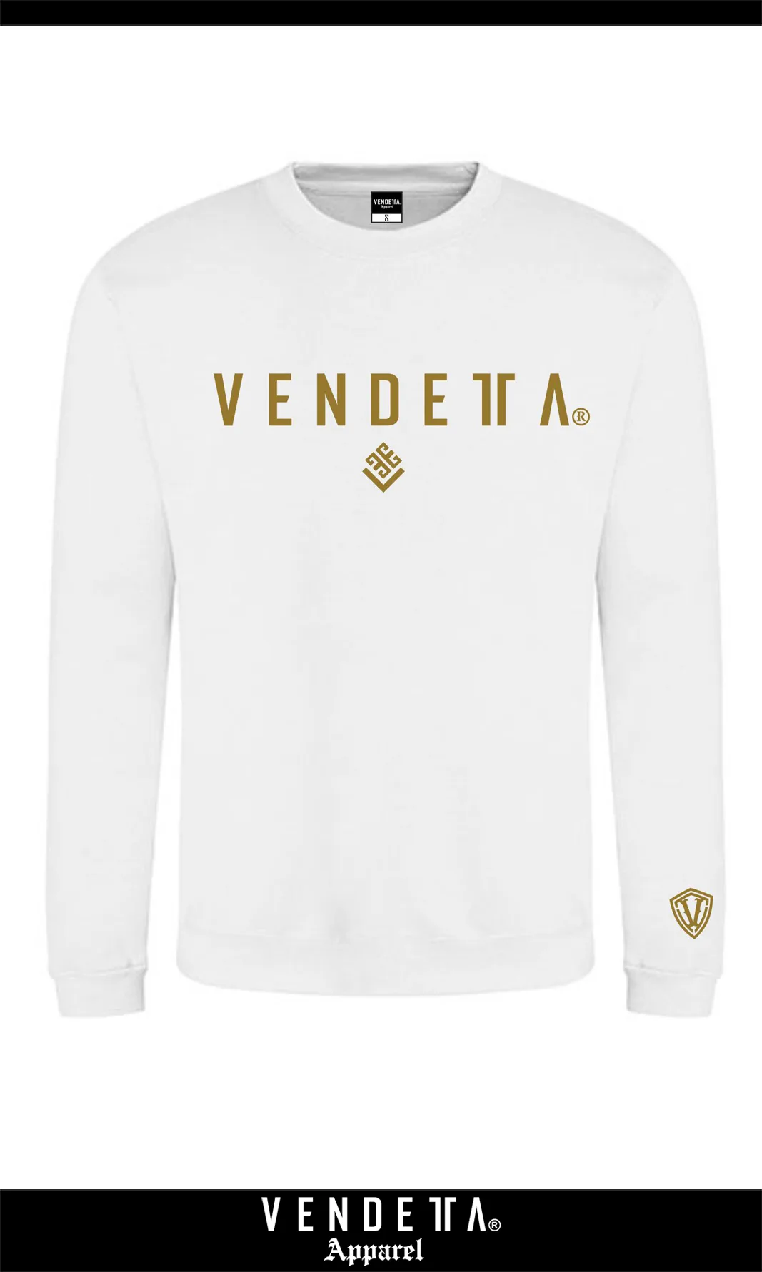 v1661 white-gold__a Mikina Dámska / CLASSIC sweatshirt / Biela-Zlatá / v1661 – Obrázok 1
