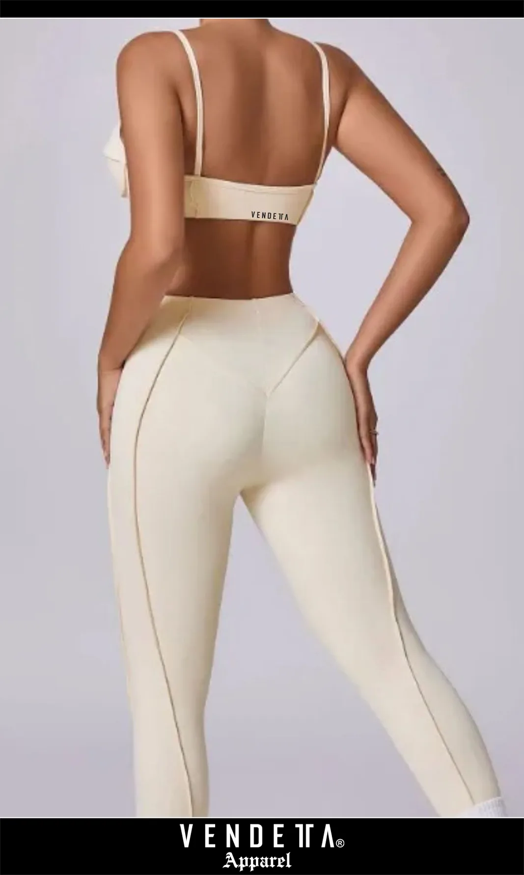 Leginy + Top Dámske Súprava / leggings + Top SET / Biela - Beige / v1664 – Obrázok 2