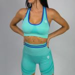 Kraťasy Bezšvové + Top  - Súprava Dámska / Vysoký Pás / Shorts Push UP + TOP / Modrá / v1670