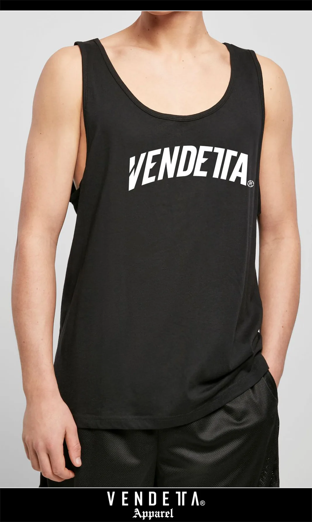 Tielko Oversize Pánske / Tank top / Čierna - Biela / v1705 – Obrázok 2
