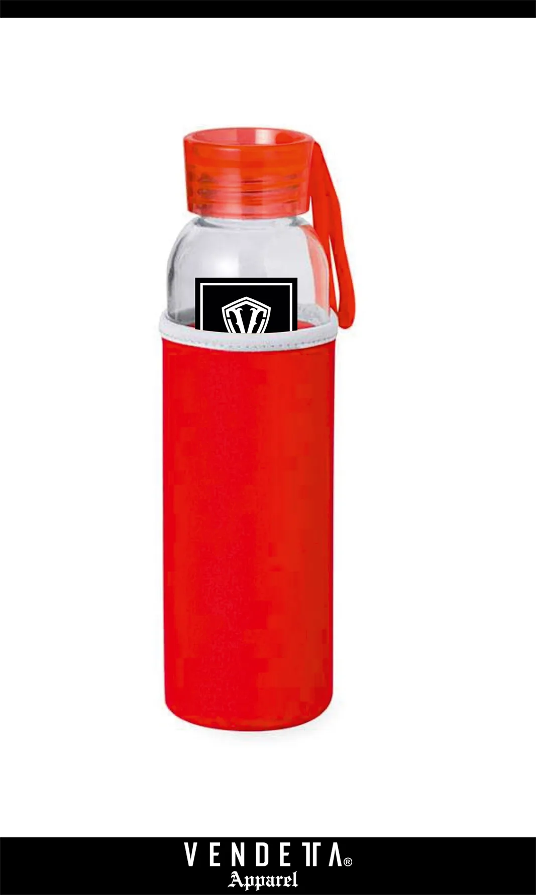 FLAŠKA Sklo + Neopren púzdro / Bottle Sport 500 ml / Červená / v1706 – Obrázok 1