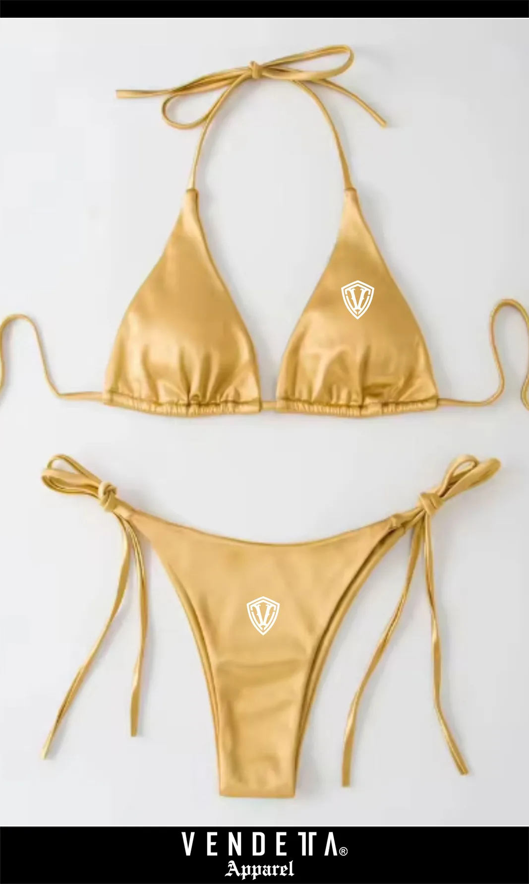 SET / PLAVKY DÁMSKE / SPODNÝ + VRCHNÝ DIEL / Women's swimwear / Zlatá / v1711 – Obrázok 6