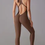 Overal Leginy na zips ženy / Overall leggings / Hnedá tmavá / v1671
