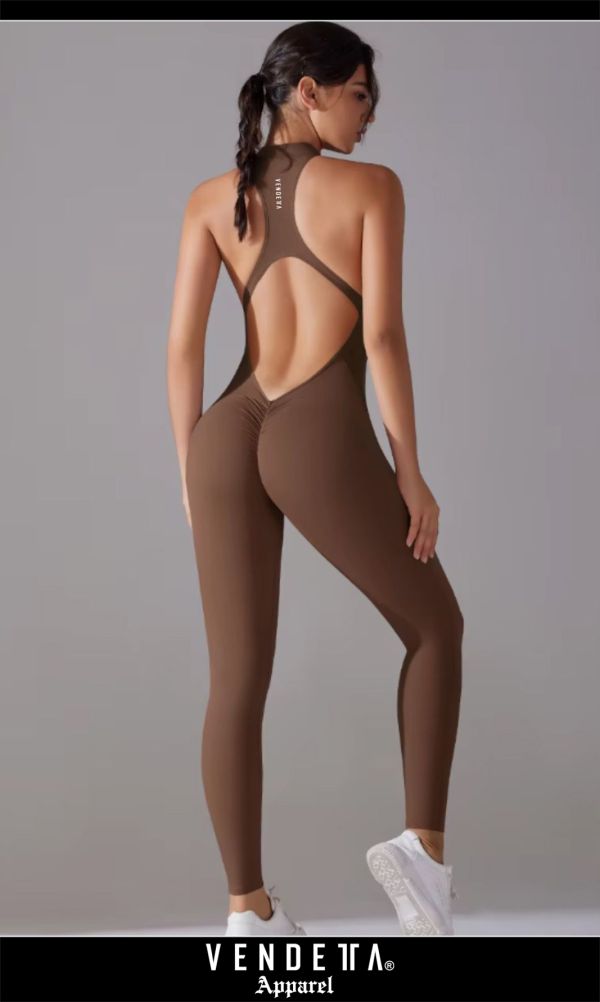 Overal Leginy na zips ženy / Overall leggings / Hnedá tmavá / v1671