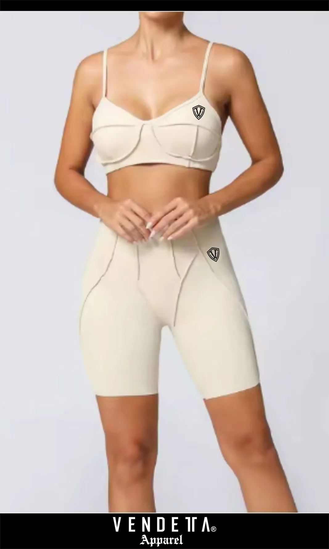 SET / Kraťasy + Top Dámske / shorts + Top / Biela - Beige / v1680 – Obrázok 1