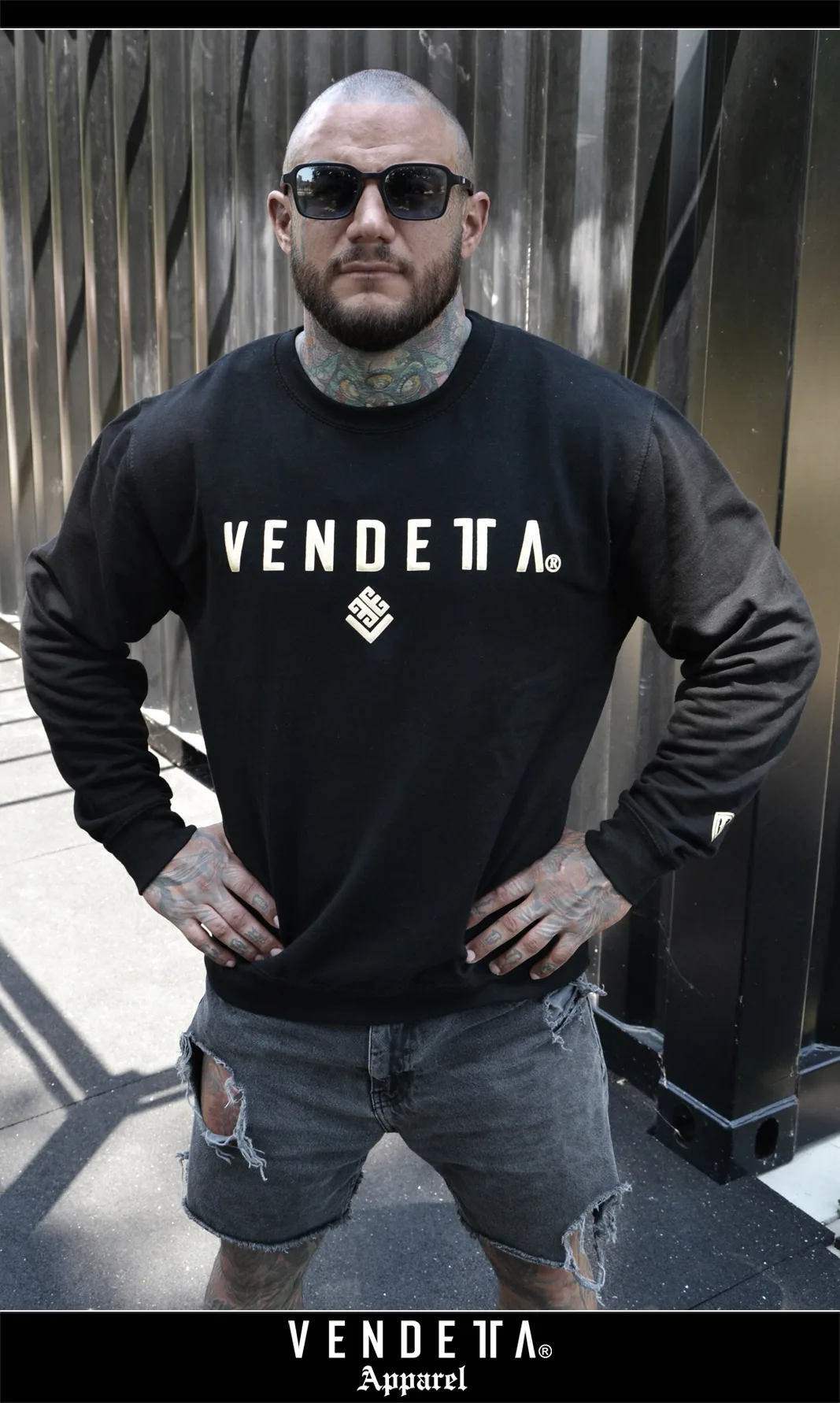 Mikina Pánska / CLASSIC sweatshirt / Čierna - Biela / v1658 – Obrázok 1